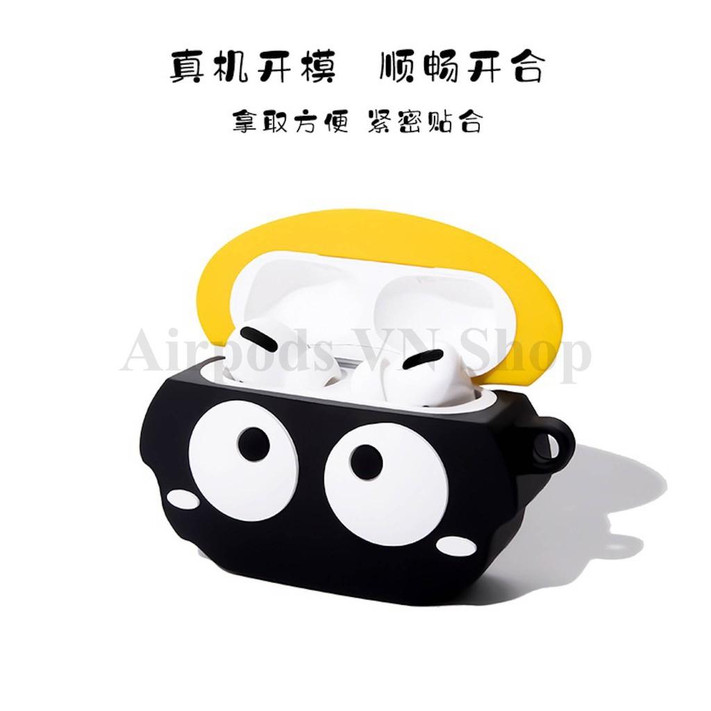 Bao Case Ốp dành cho Airpods 1/2 & Airpods Pro mắt to ver 2 đen kute silicon cao cấp
