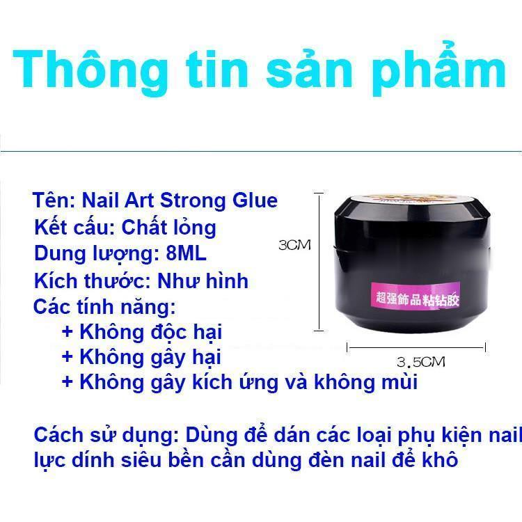 Gel đính charm đá nail , hũ gel gắn đá phụ kiện móng stuck drill glue 8ml chuyên dụng cho dân làm nail