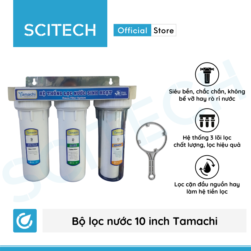 Bộ lọc nước thô đầu nguồn 3 cấp lọc 10 inch by Scitech - Hàng chính hãng