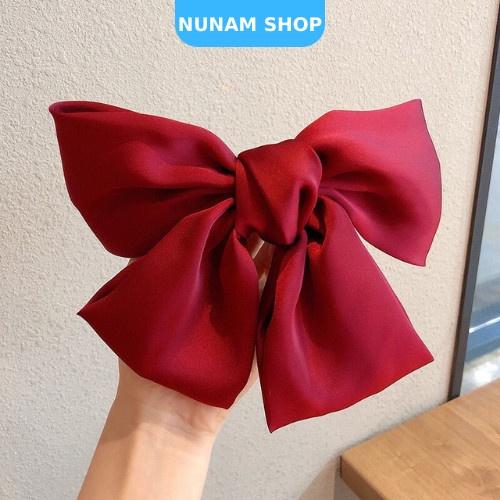 Kẹp tóc nơ size to vải satin phong cách vintage chuẩn form cực đẹp cho nữ Nunam Shop