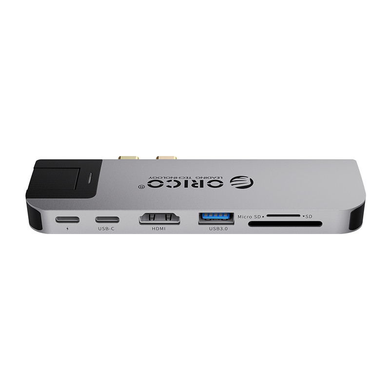 Dock Sạc Chuyển Đổi Orico 2CT-8HR-GY 8 Trong 1 Type C Thunderbolt3 MacBook HDMI 4K@30Hz/ PD 100W Max/ USB(3.0/2.0) TF/SD RJ45 - Hàng Chính Hãng