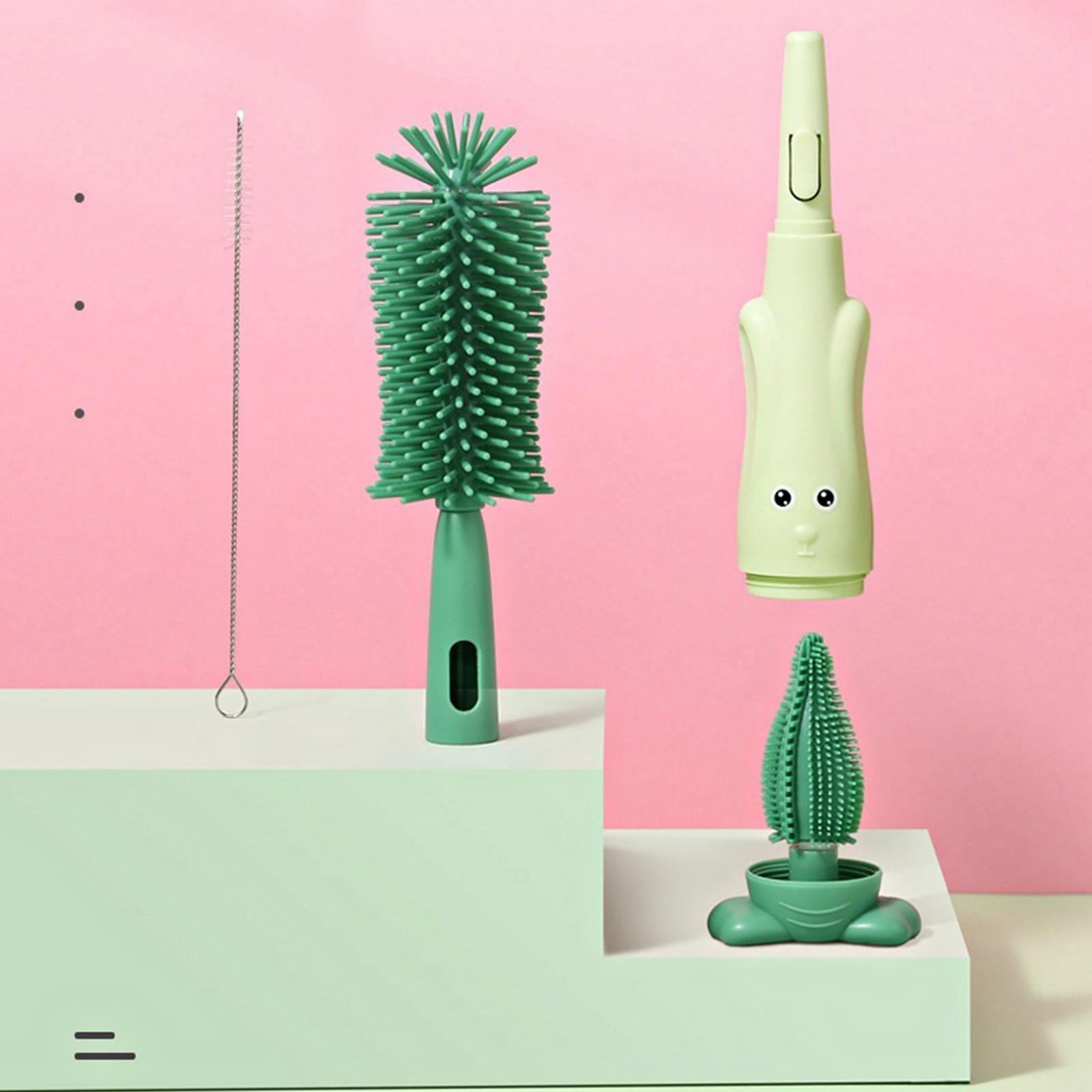 Multipurpose Bottle Cleaning Brush with Storage Base for Mugs Glass