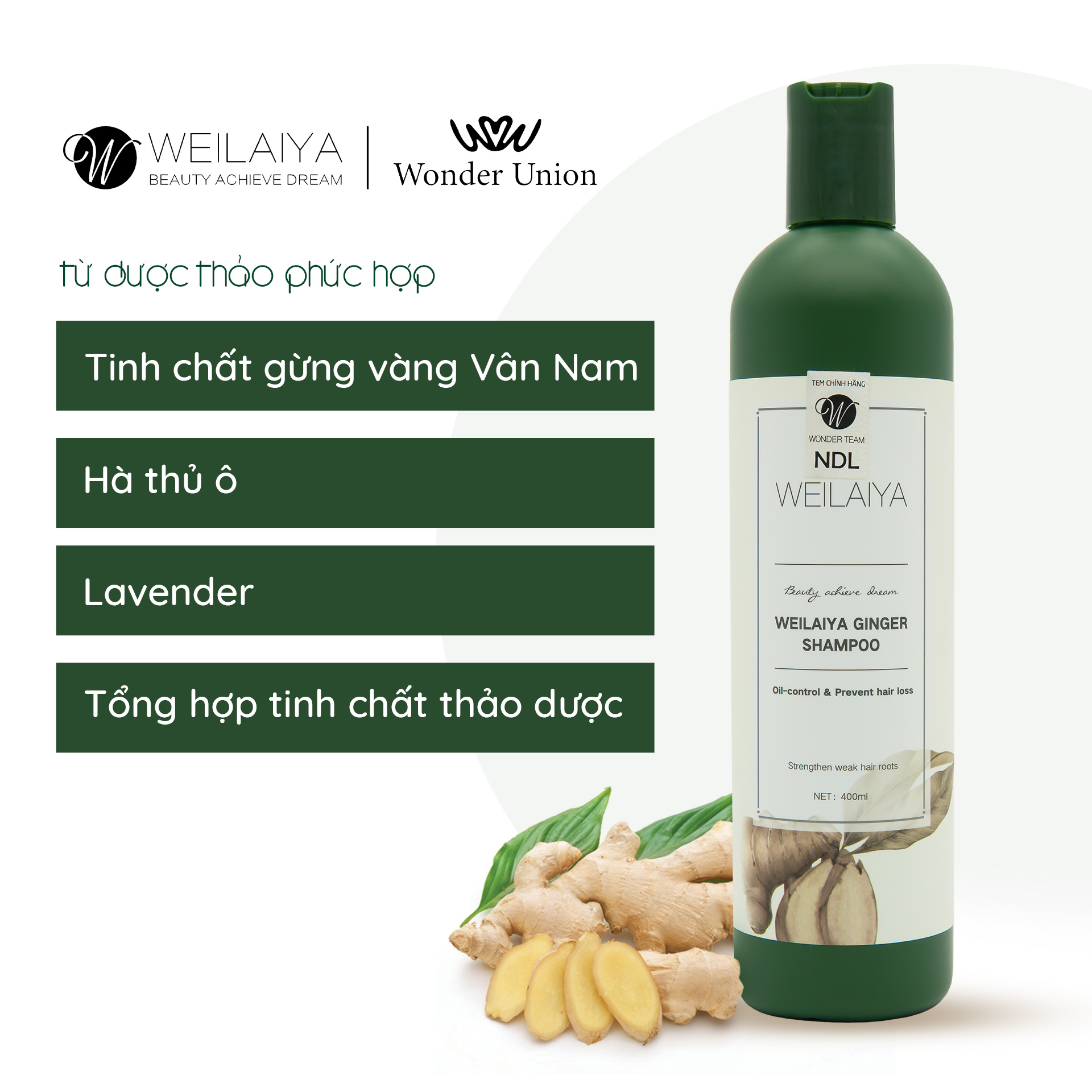 Bộ dầu gội đầu, dầu xả tóc Weilaiya chiết xuất nấm Truffle và 2 chai dầu gội thảo dược gừng Weilaiya giúp ngăn rụng tóc