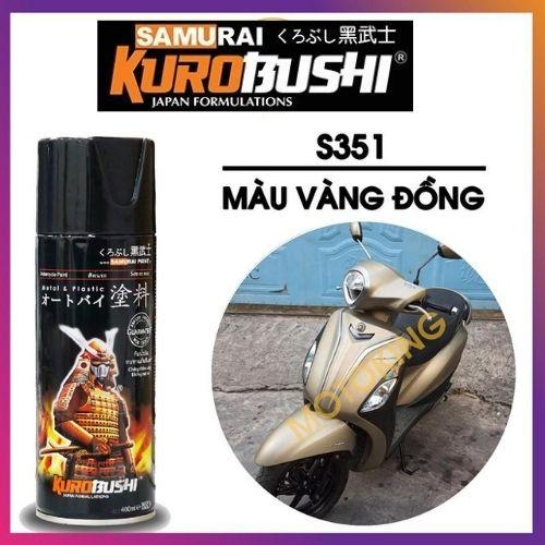 COMBO Sơn Samurai màu vàng đồng S351 gồm 4 chai đủ quy trình  (Lót  – Nền 124 - Màu S351- Bóng )