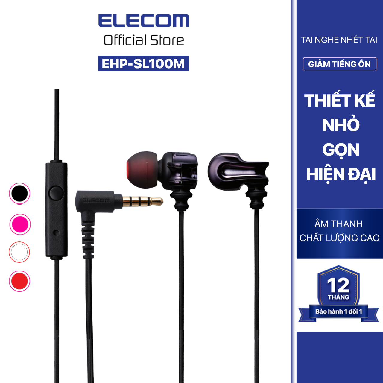 Tai nghe có mic ELECOM EHP-SL100M - Hàng Chính Hãng