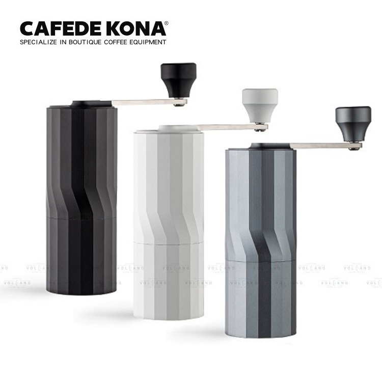 Cối xay tay M2 pro cà phê lưỡi thép CNC thân nhôm khắc vân kim cương CAFE DE KONA