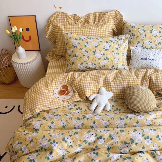 Set Cotton LiVing Hoa Nhí Vintage Hàng Nhập Khẩu Cao Cấp 4 Món