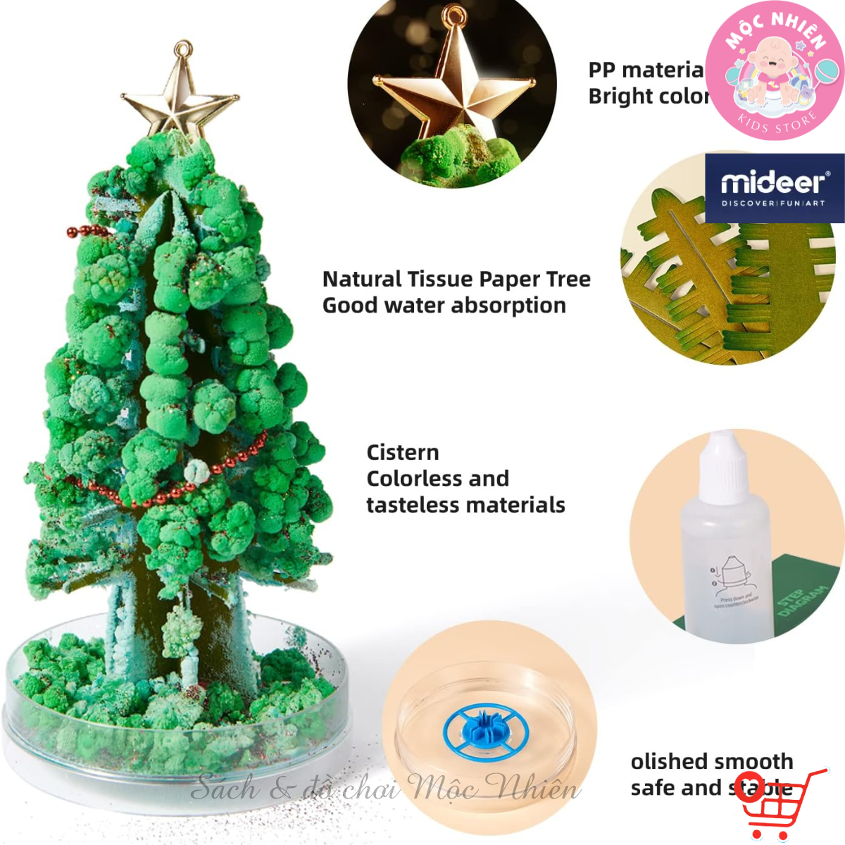 Cây thông Noel Mini để bàn phủ tuyết tự nở thần kỳ - Mideer Magic Christmas Tree - Quà Giáng sinh 2022 cho bé