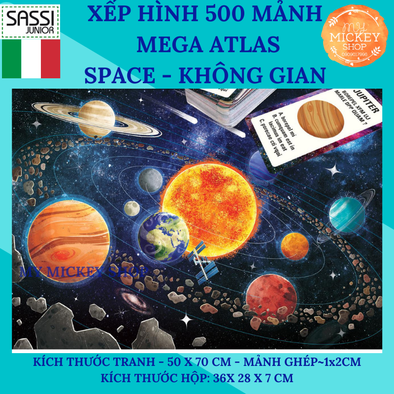 Bộ xếp hình giấy 500 mảnh Khám phá về Không Gian -THE SPACE chính hãng Sassi