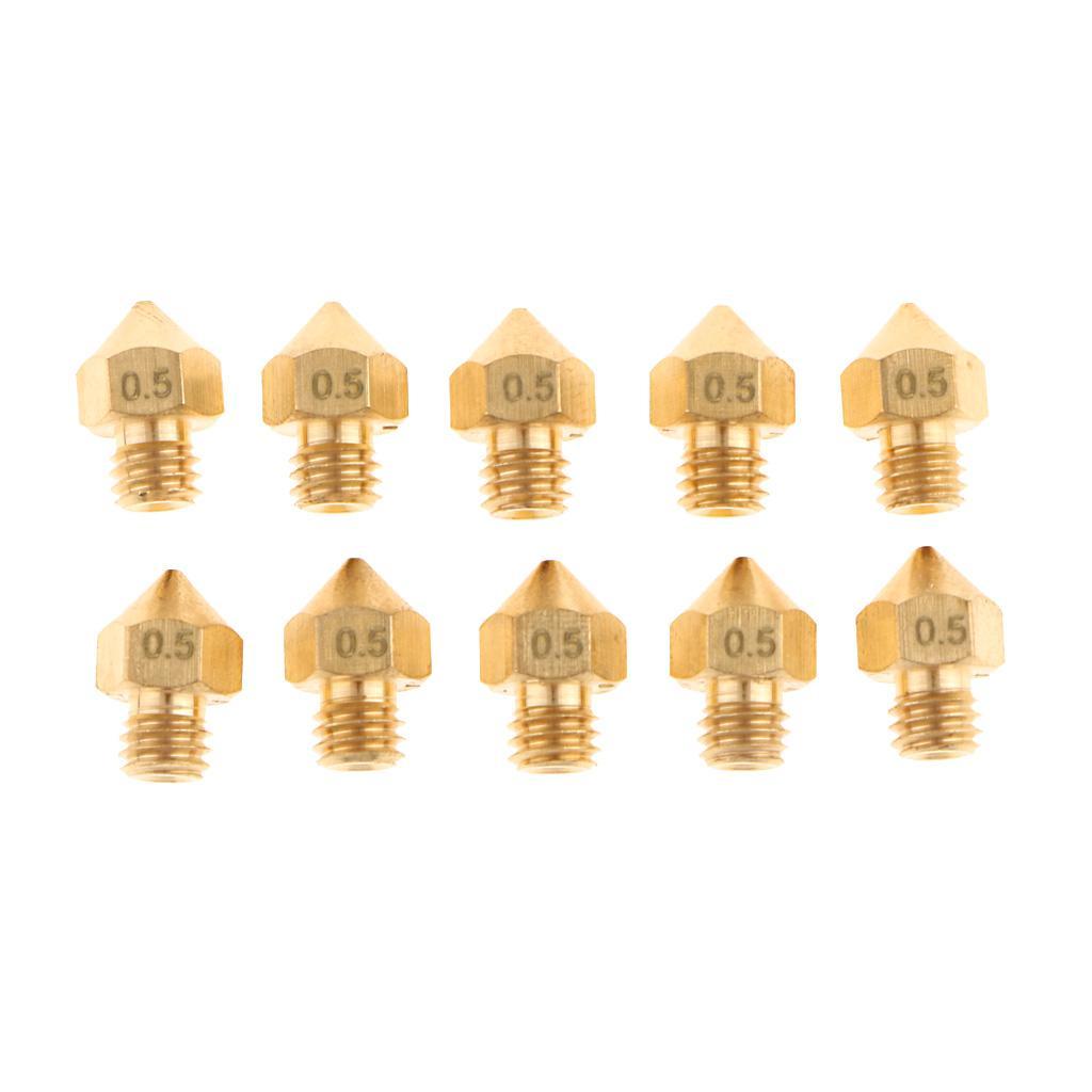 2X 10Piece 3D Printer Extruder Brass Nozzle Print Head for    0.5mm