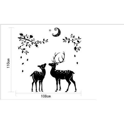 Decal trang trí tường - Cặp Nai Bắc Âu Đen đẳng cấp