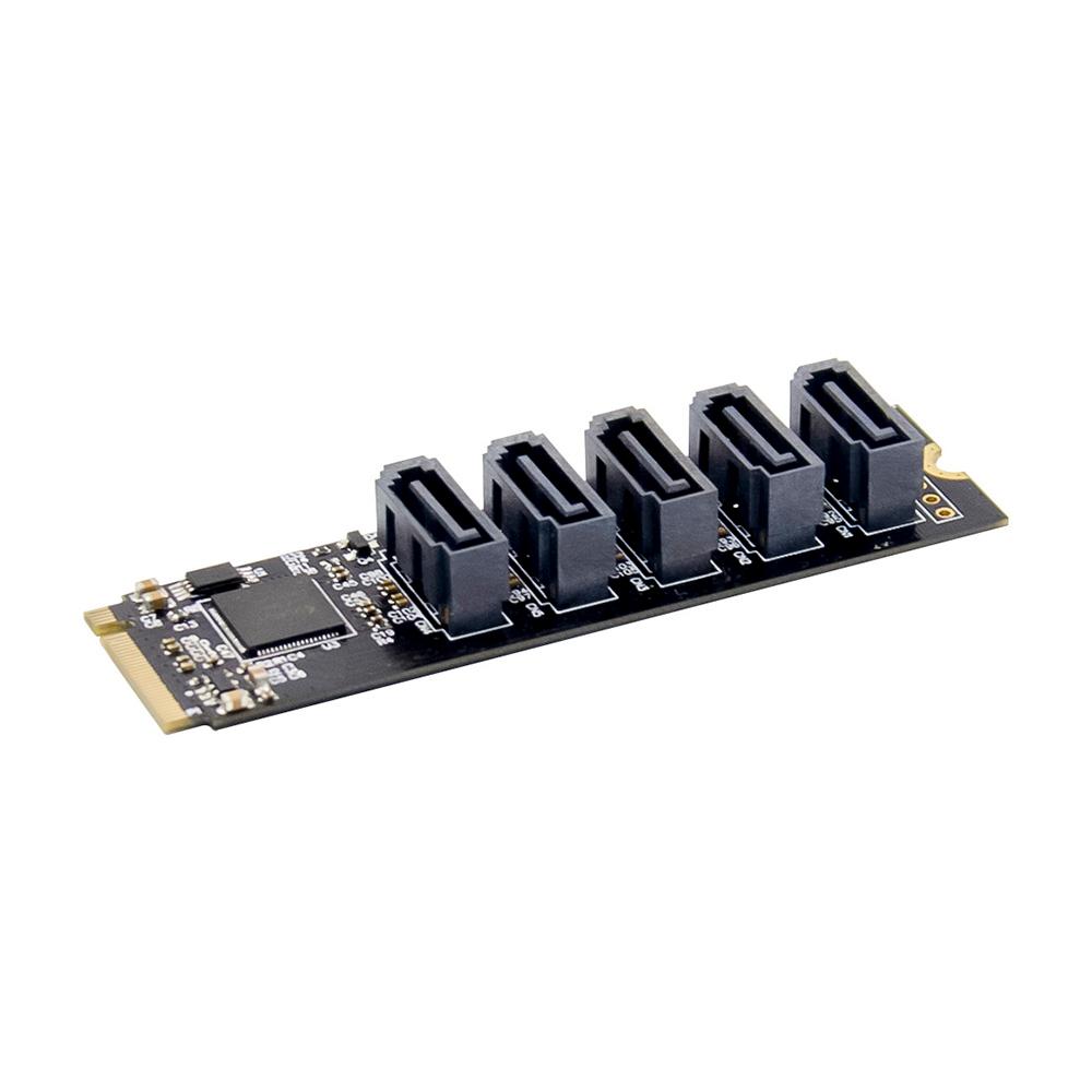 M.2 to SATA3.0 Expansion Card M.2 to SATA 3.0 Adapter Card Converter Card with 5 SATA3.0 Ports JMB585 Chipset