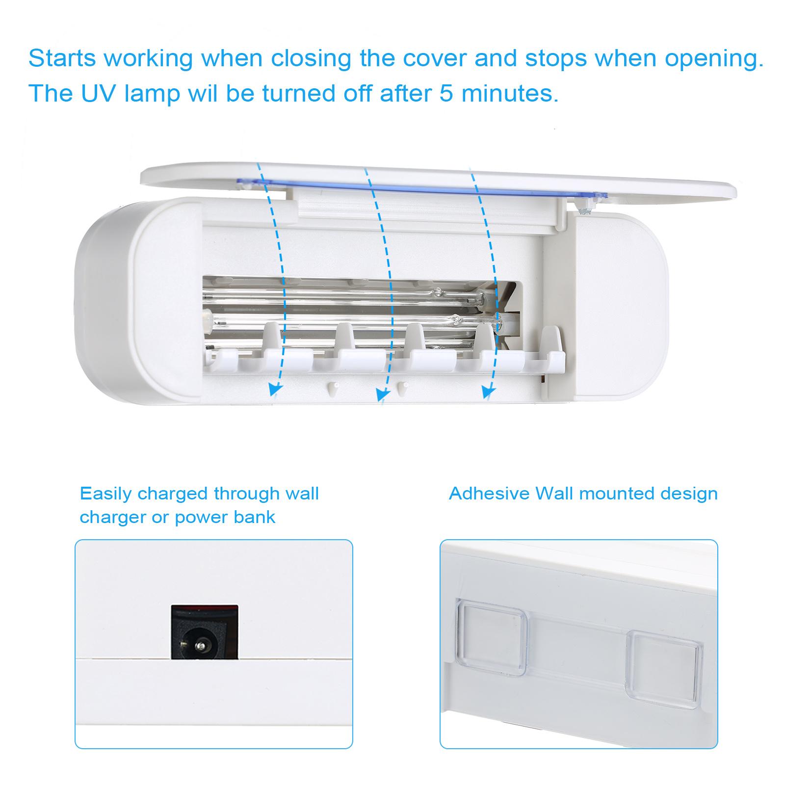 Hộp đựng bàn chải đánh răng khử trùng bằng tia UV cảm biến thông minh với 5 ngăn đựng