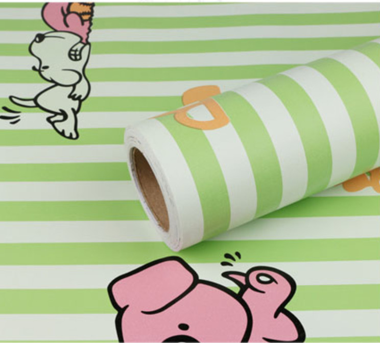 GIẤY DÁN TƯỜNG KHỔ 45CM X10M CHÓ SỌC XANH LÁ