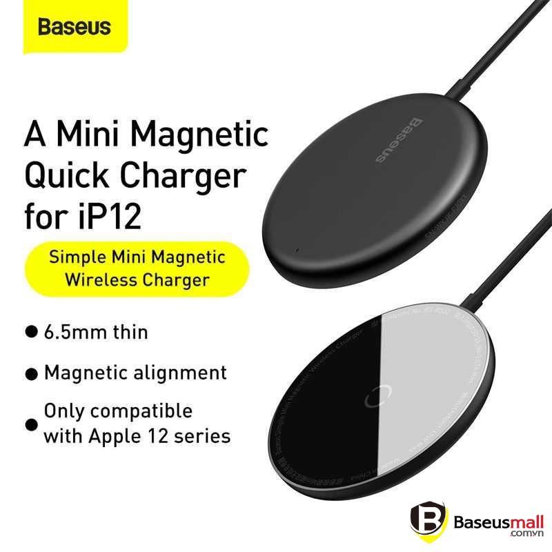 Đế sạc không dây nam châm Baseus Simple Mini Magnetic Wireless Charger - Hàng chính hãng