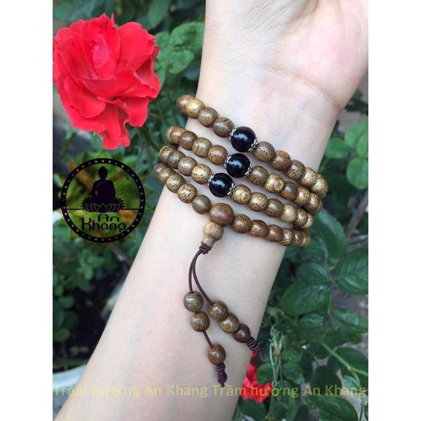 Vòng tay 108 hạt trầm hương mix charm đá