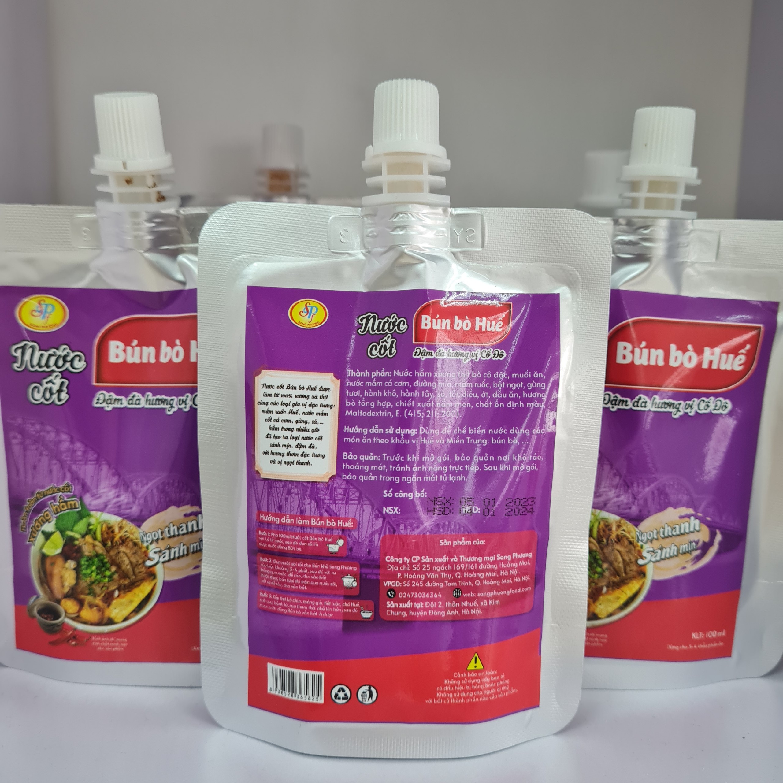 Nước cốt Bún bò Huế đậm đà hương vị Cố Đô -Hàng xuất khẩu Nhật- Hoàn toàn từ nước cốt xương hầm ngon,chuẩn vị,không cần nêm nếm- túi 100ml