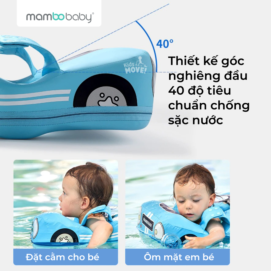 Phao bơi luồn tay đeo nách cho bé 1 2 3 4 tuổi Mambobaby, chống lật, không cần bơm hơi, siêu nhẹ, chính hãng cao cấp