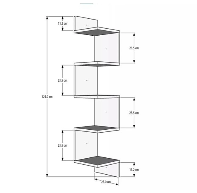 Kệ Gỗ Treo Góc Tường 5 Tầng Tundo CTKT411 KT 125x25x25cm