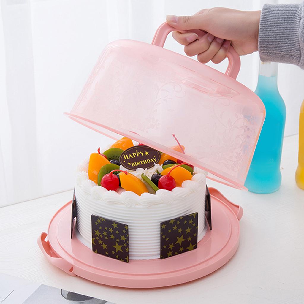 Plastic Cake Box Round Cake Storage Carrier Container Lockable Lid