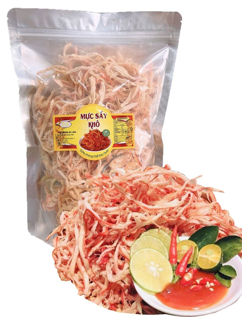 1KG MỰC SỢI SẤY KHÔ HẤP NƯỚC DỪA NGỌT NGỌT DAI DAI KÈM TƯƠNG ỚT SIÊU NGON