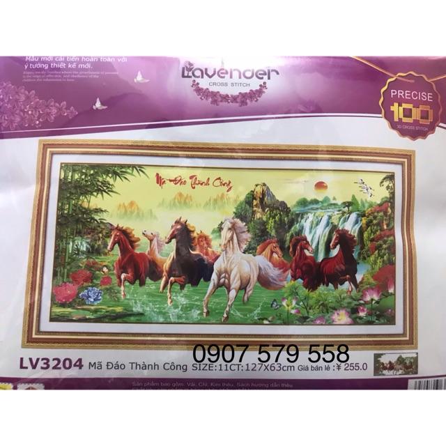 Tranh thêu mã đáo thành công lv3204 kt 127x63 cm
