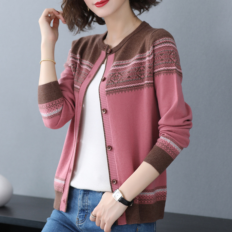 (HÀNG SẴN) Áo Len Dệt Kim Cardigan Họa Tiết Thổ Cẩm Mùa Xuân Thu AL78 - Hàng Quảng Châu Cao Cấp