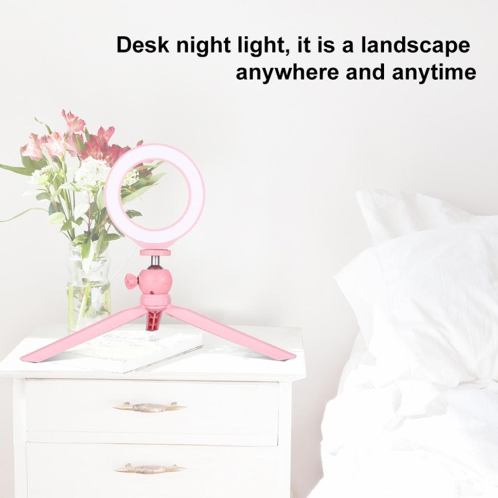 4.7"/6.2"/10.2" USB 3 Modes Dimmable Selfie Ring Light + Tripod Stand 3.14"-5.7" Makeup