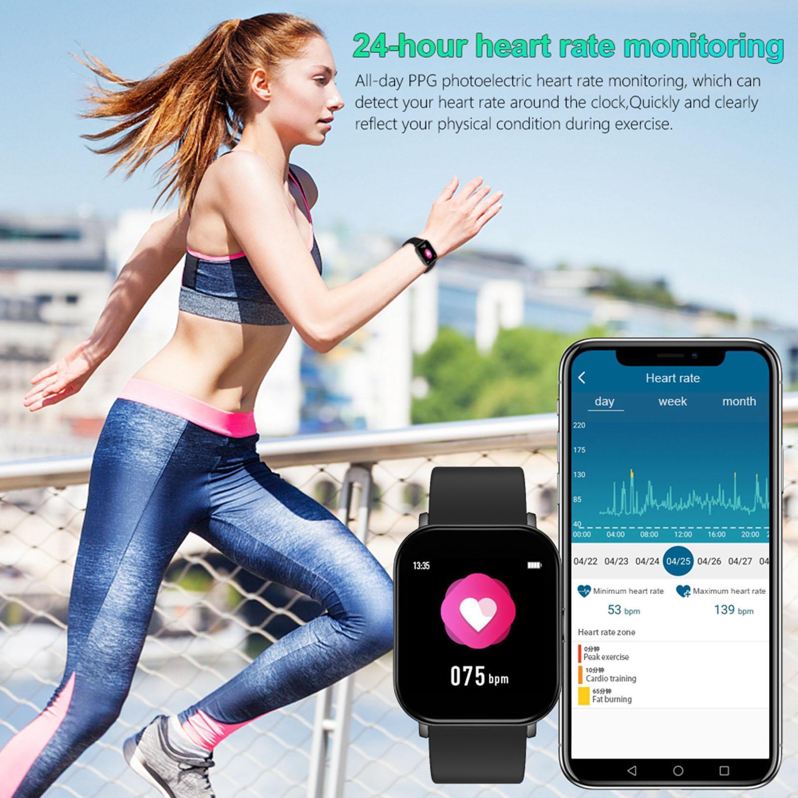 Smart Watch Sports Fitness Tracker   Monitor for Men Women Black