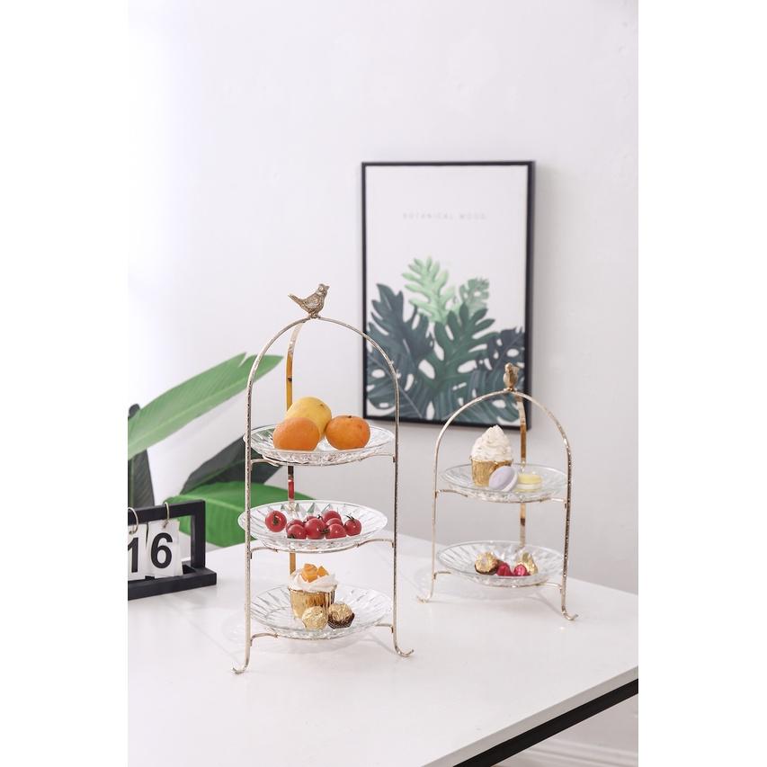 Đĩa quả 2 tầng Chim khuyên tân cổ điển phong cách Bắc Âu Decor-08S