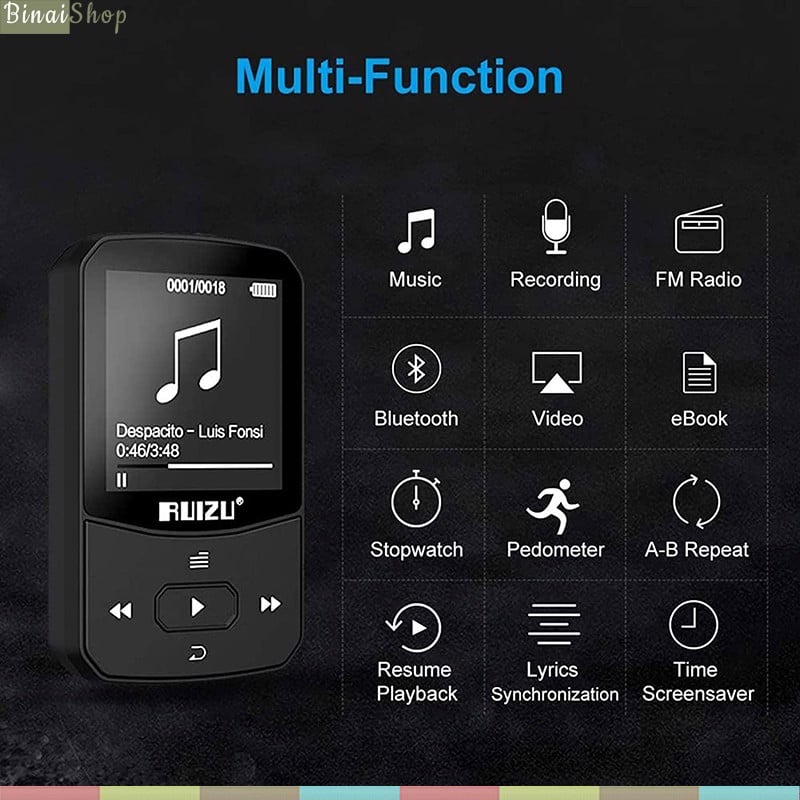 Máy Nghe Nhạc Bluetooth Thể Thao Ruizu X50 / X52 - Hàng Chính Hãng