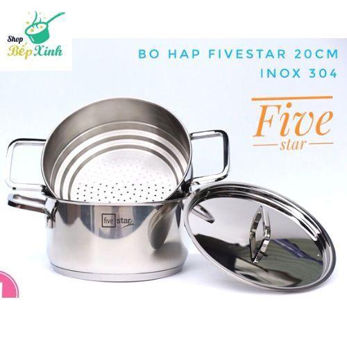 Bộ nồi xửng hấp inox 304 Fivestar Plush 3 đáy bếp từ nắp inox ( 20cm )