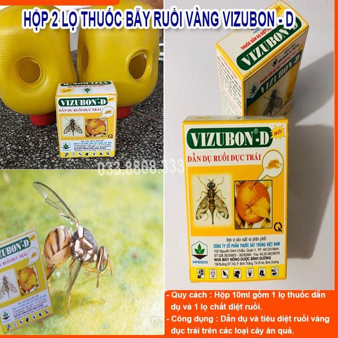 2 Lọ dẫn dụ diệt ruồi vàng Vizubon-D - chất lượng tốt, an toàn cho người dùng