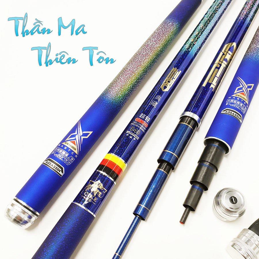 Cần câu tay Thần Ma Thiên Tôn 6H carbon xoắn, cần câu đơn câu đài, tặng kèm ngọn phụ xịn, có lóng thay thế