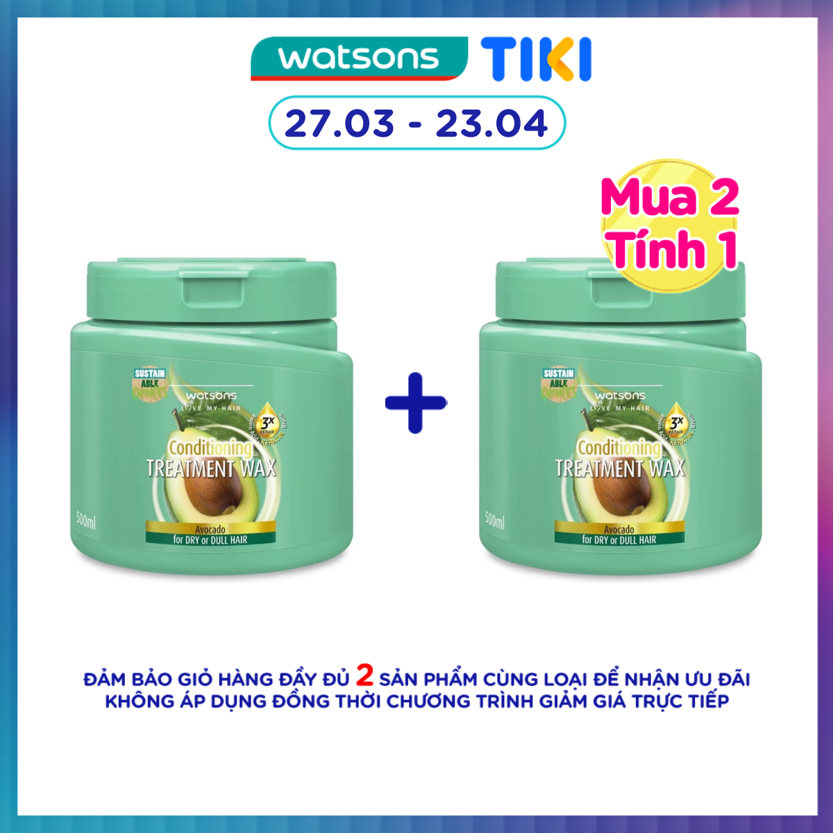 Kem Ủ Tóc Watsons Chiết Xuất Quả Bơ 400ml