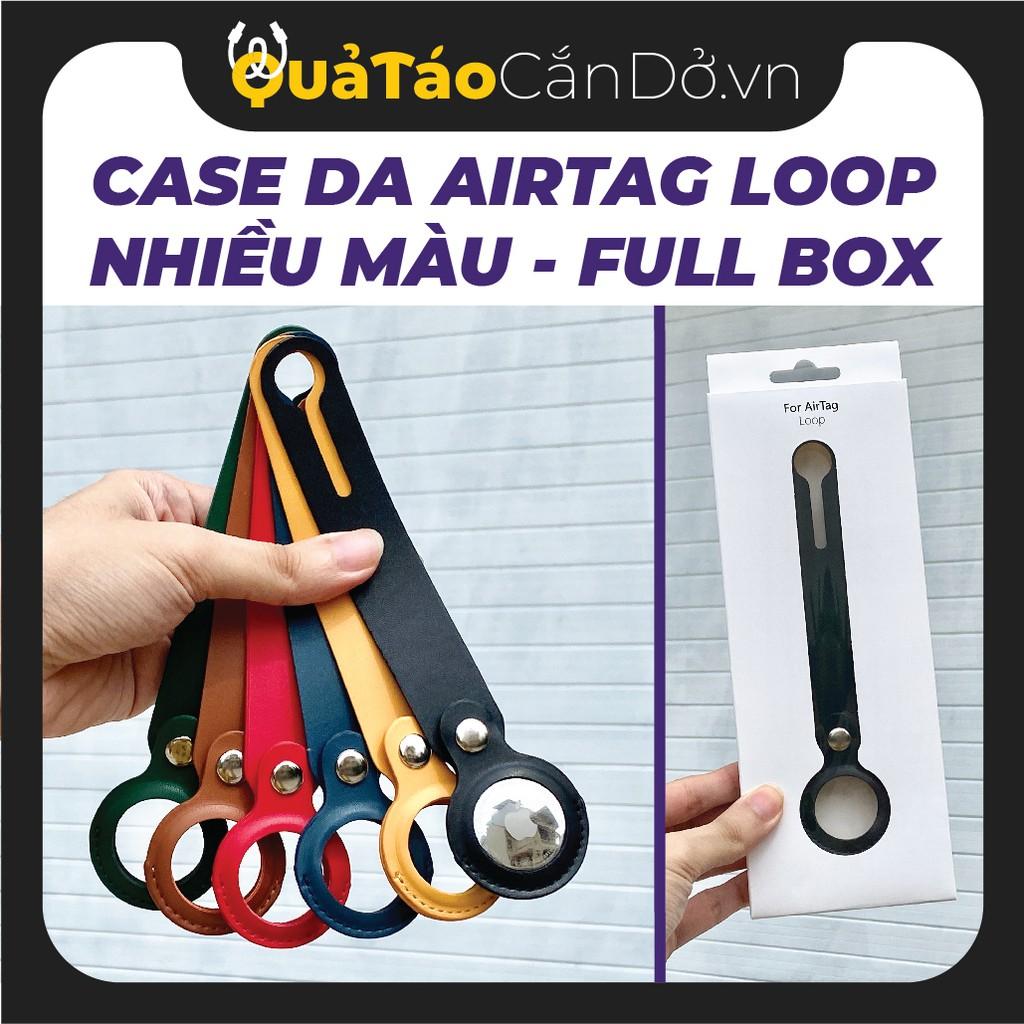 AirTag Leather Loop DA THẬT nút bấm - case, vỏ ốp lưng nhiều màu, móc khóa, móc hành lý ba lô air tag Leather