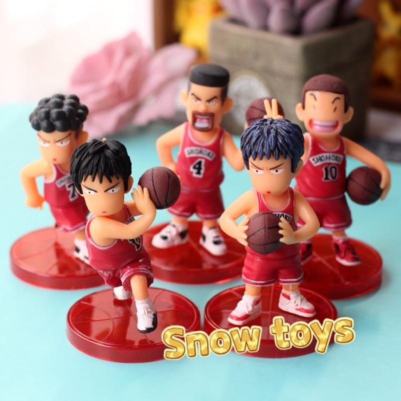 Mô hình Slam Dunk - Trọn bộ Team Shohoku đỏ - Hanamichi Rukawa Takenori Ryota Mitsui - Cao 8cm