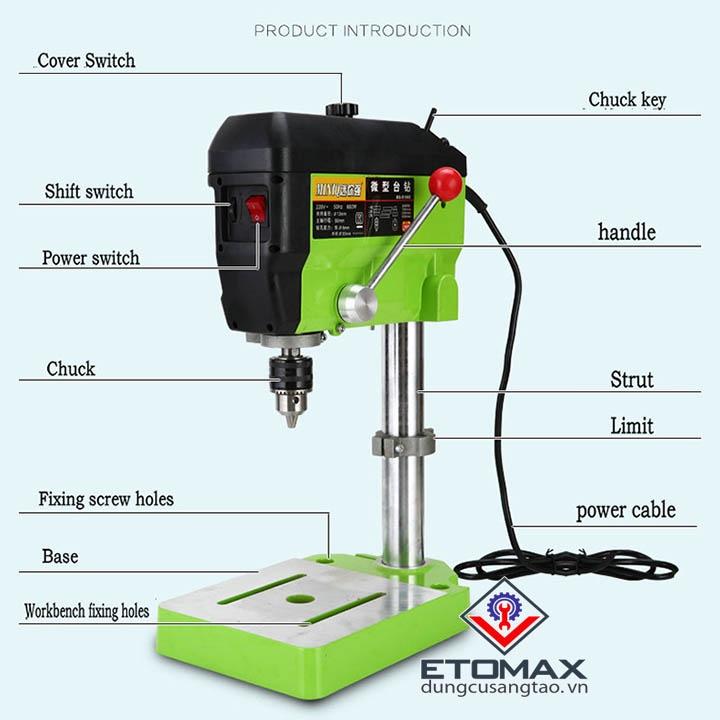 COMBO Máy Khoan Bàn MiniQ BG5168E 680W Kèm Bàn Trượt + Ê TÔ