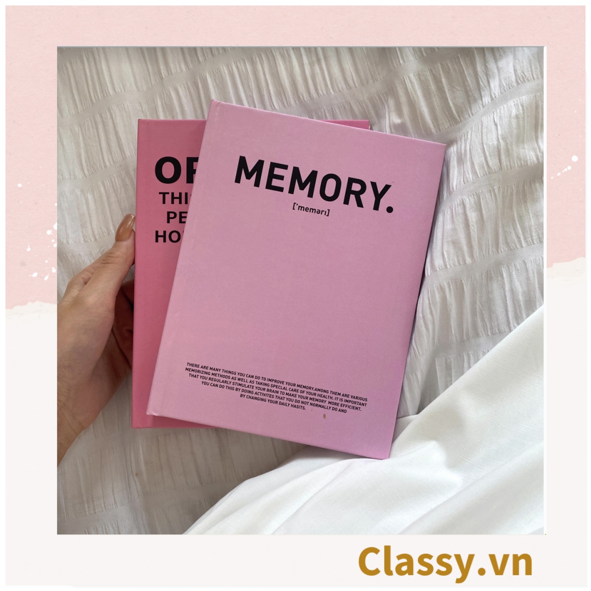 Sổ dán gáy bìa cứng - Classy Notebook ghi chép A5 100 trang bìa tối giản- Giấy kẻ ngang chống lóa mắt in chữ PK1747