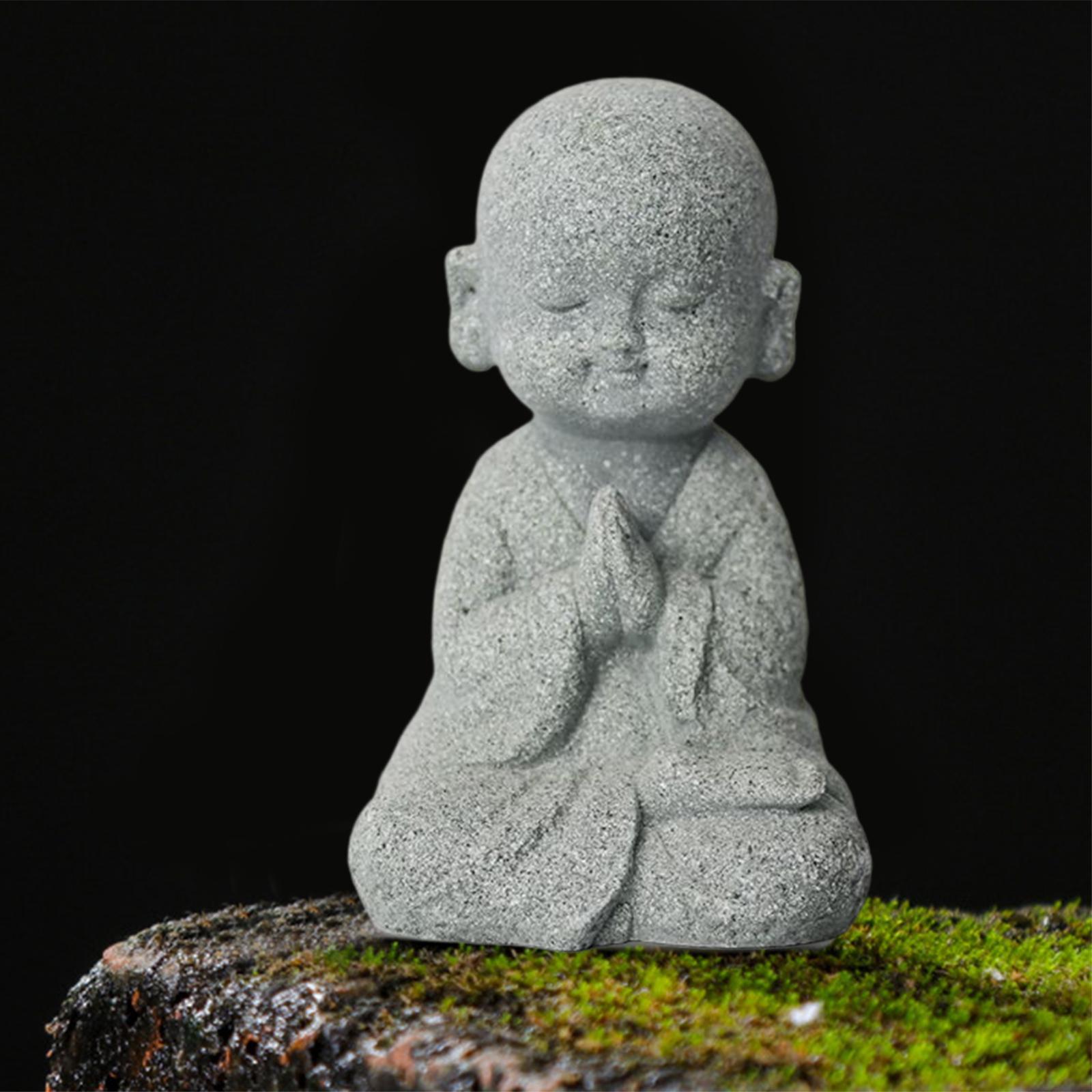 Sandstone Buddha Monk Statue Figurines for Flower Pot Decor Sculptures