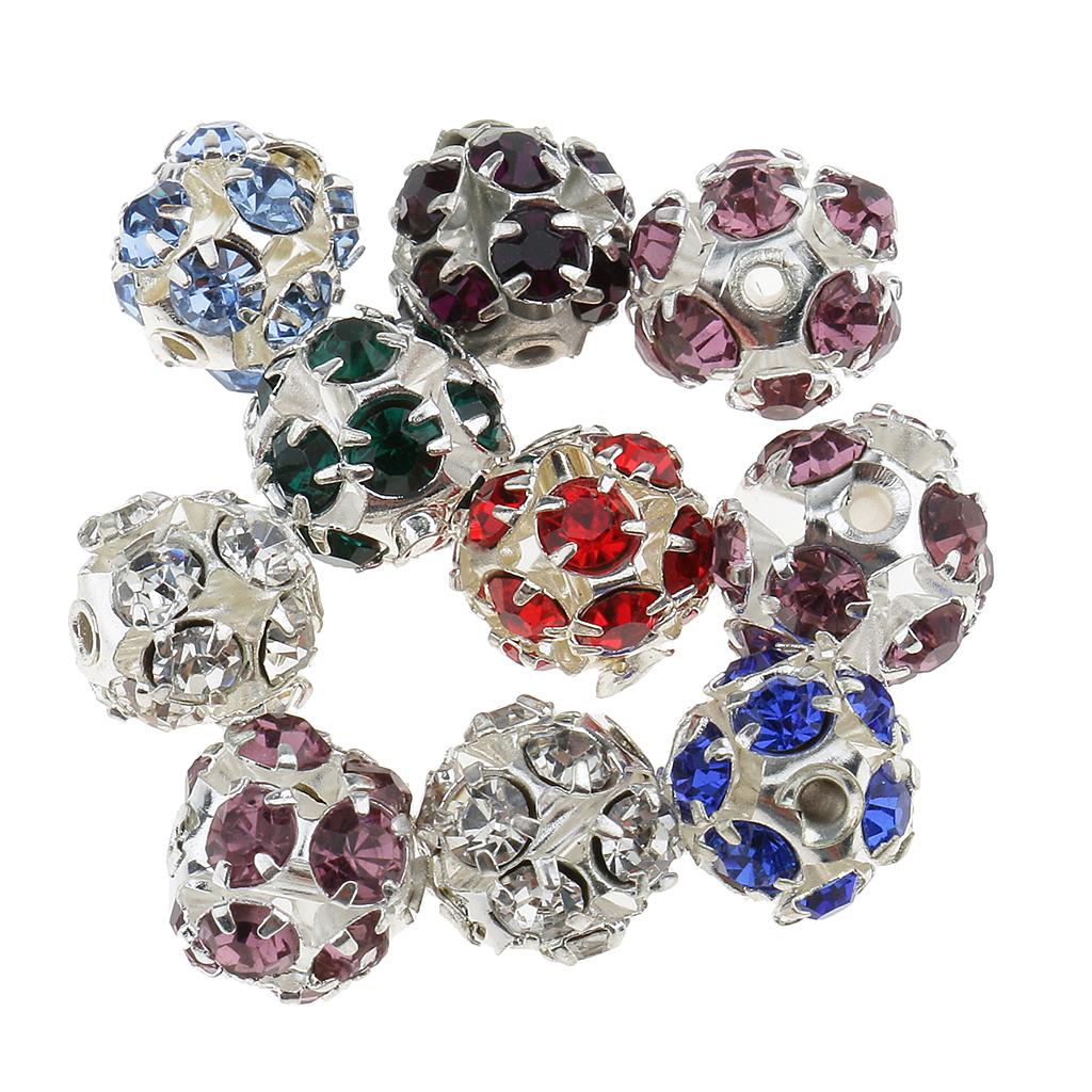 10pcs Round Metal Crystal Beads for Beading Jewelry Making DIY Bracelet 8mm