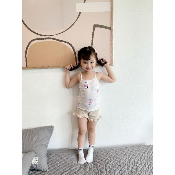 Bộ cotton 2 dây bé gái
