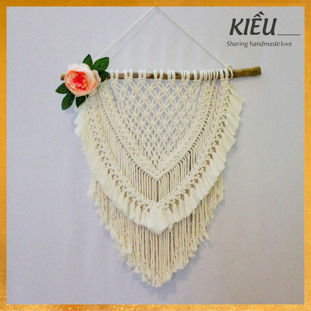 Phụ kiện trang trí treo tường macrame Boho - Ảnh thật- có làm kích thước và màu sắc theo yêu cầu