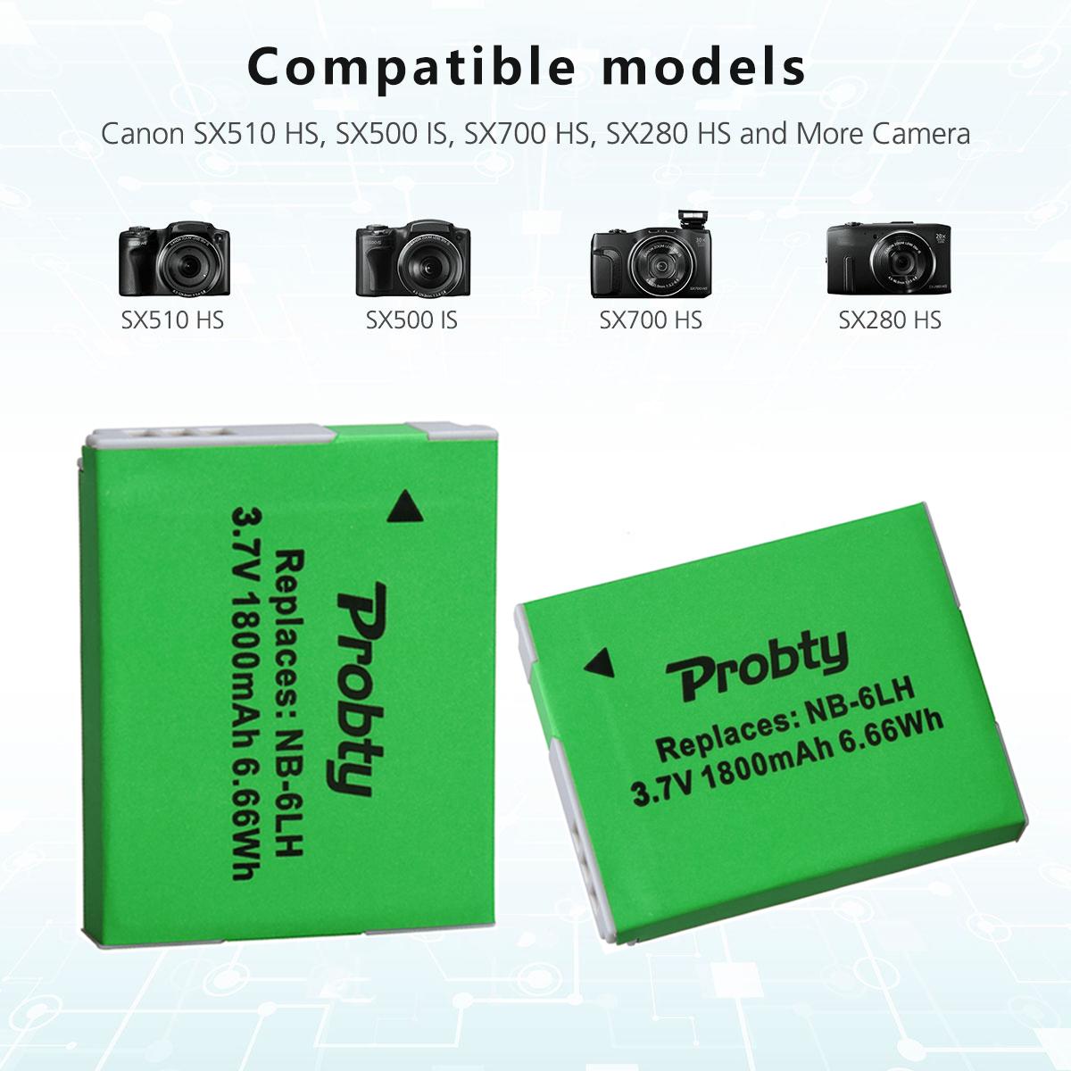 2x pin NB-6LH NB-6L + Bộ sạc máy ảnh Canon PowerShot D10 D20 D30 S95 SX260 SX280 SX540 SX700 SX710 HS Màu sắc: 4BatteryWithCharger