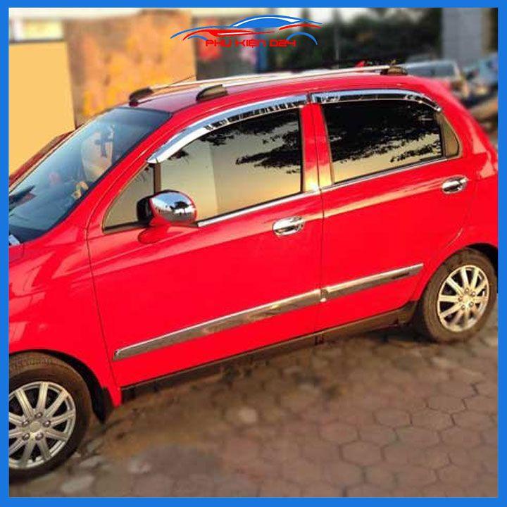 Bộ ốp nẹp sườn, nẹp hông xe ô tô Matiz 3 , Spark 2007-2008-2009-2010-2011 mạ crom trang trí bảo vệ cửa xe hơi