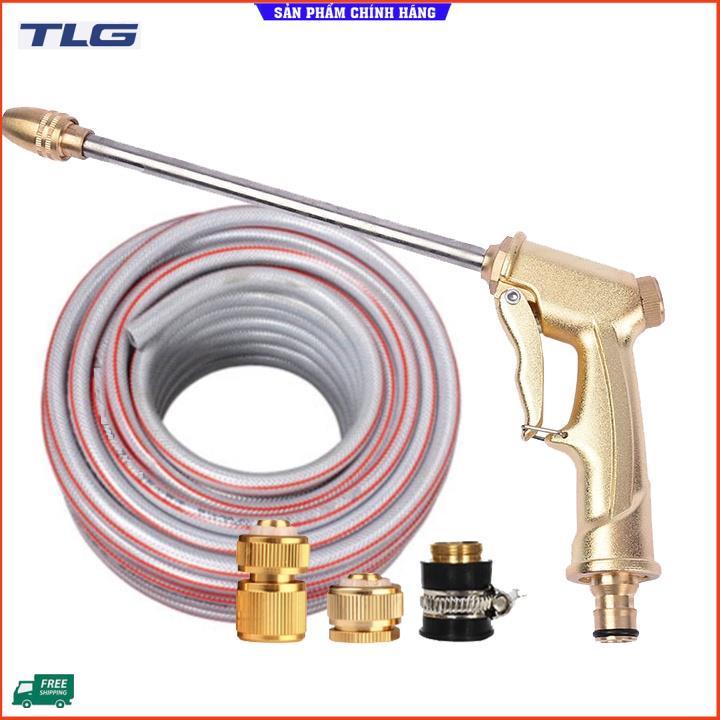 Rửa xe tưới cây Bộ dây và vòi xịt tăng áp lực nước 300% loại 25m cút đồng,nối đồng 206701-3