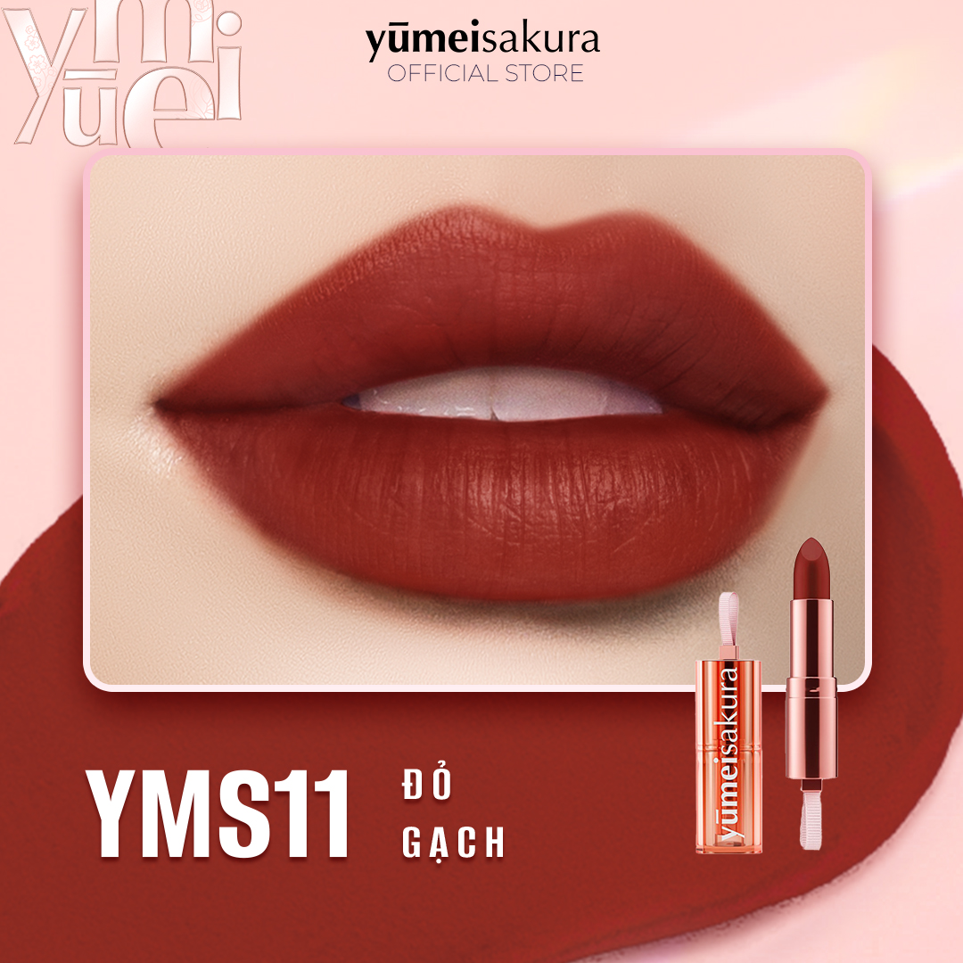 Son Thỏi Màu Đỏ Gạch Lì Mịn Siêu Dưỡng Yumeisakura Chotto Matte Kiss Me Maroon Lipstick YMS11 3.5g