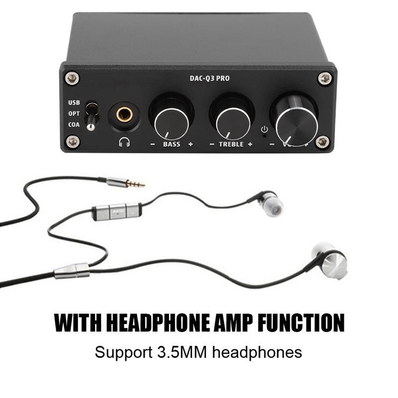 Bộ khuếch đại tai nghe AC-Q3 Pro Dac Decoding Digital Decoder Bộ khuếch đại AMP USB DAC đã giải mã 24bit 192kHz cho tai nghe 3,5mm