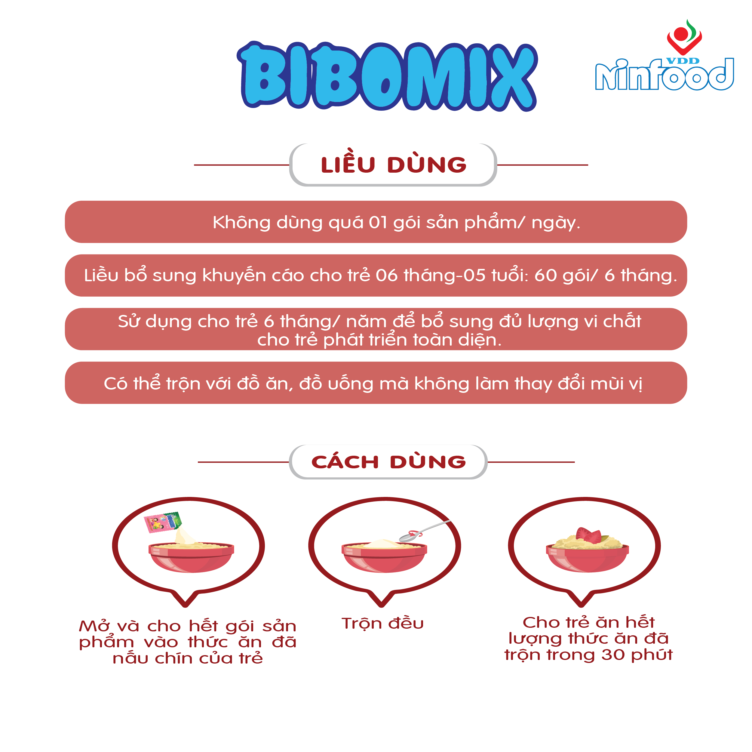 Combo 2 hộp Đa vi chất BIBOMIX - bổ sung vitamin và khoáng chất cho trẻ - NINFOOD Viện Dinh dưỡng