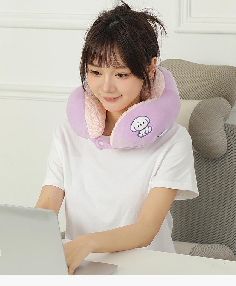 Gối chữ U làm bằng mút hoạt tính, gối kê cổ dễ thương dùng để máy bay, xe hơi, du lịch, kê cổ cổ gối ngủ trưa văn phòng-GC876489